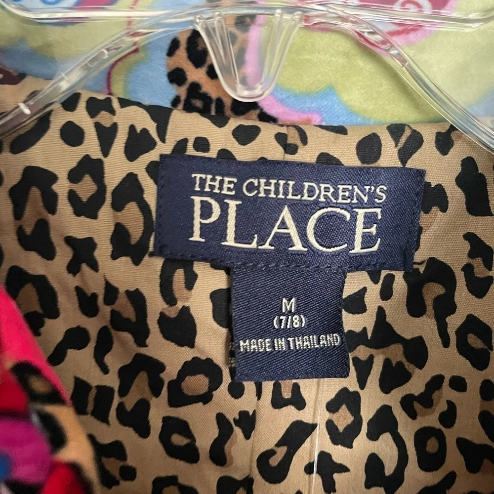 Vintage The Children's Place Floral Raincoat Black & Pink with Cheetah Print NWT